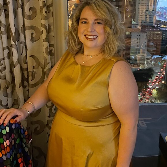 Modcloth Cocktail Gold Fancy Party Christmas New Years Festive Prom Party Dress - Picture 4 of 16